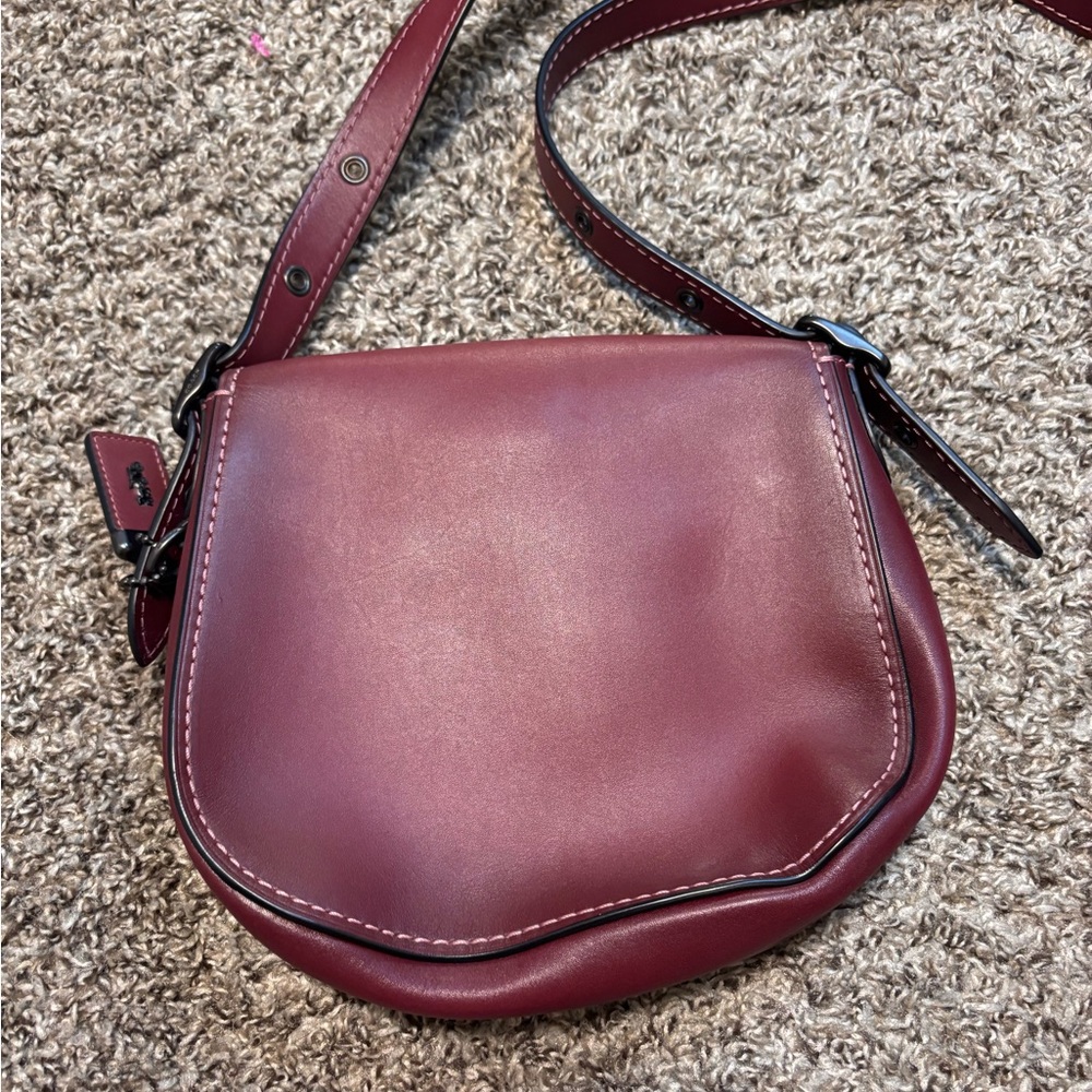 Coach 1941 Saddle Bag Glovetanned Leather Purse Oxblood 20115 Burgundy - Picture 7 of 9